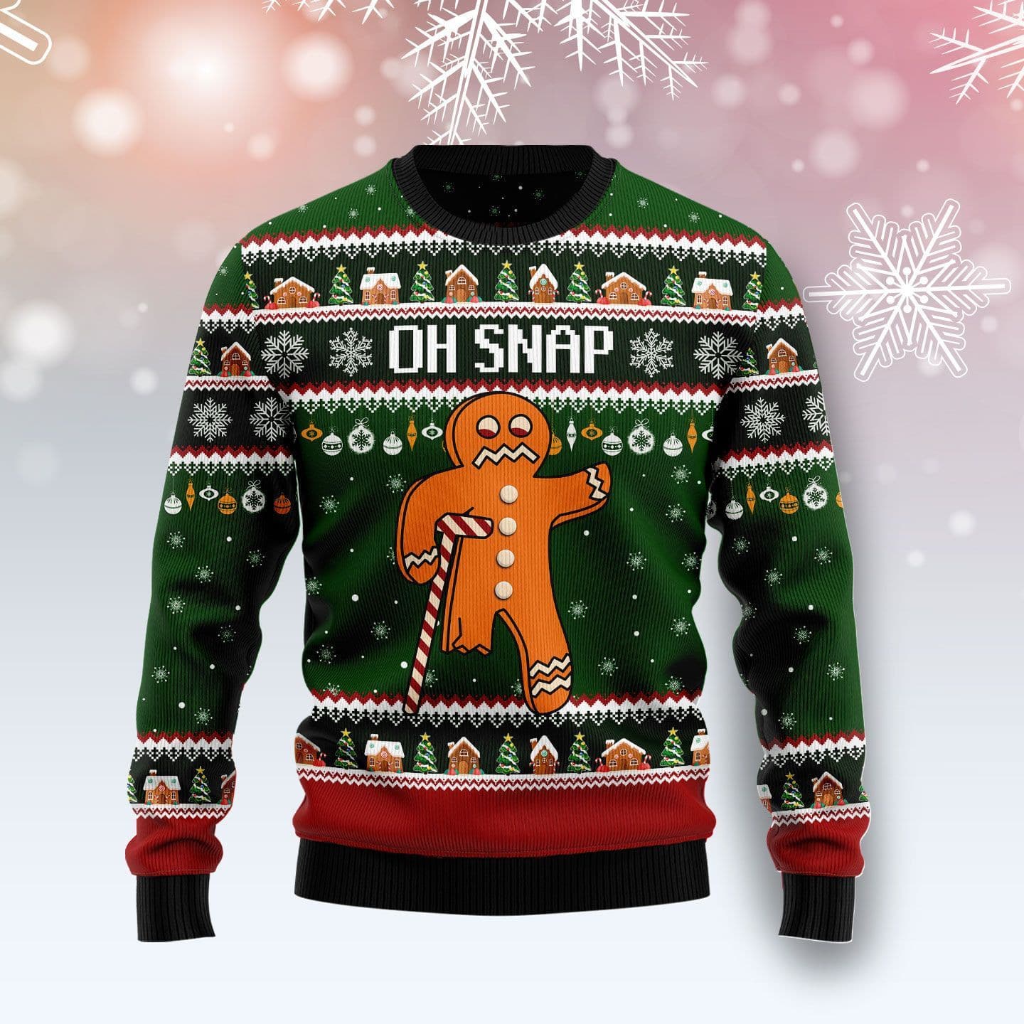 Oh Snap Gingerbread Candy Cane Christmas Warmth Thicken Sweater - HomeFavo