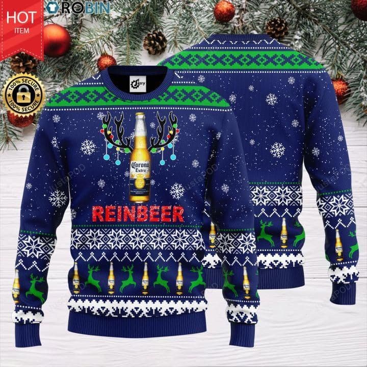 Reinbeer Corona Extra Beer Christmas Warmth Thicken Sweater Shirt Print