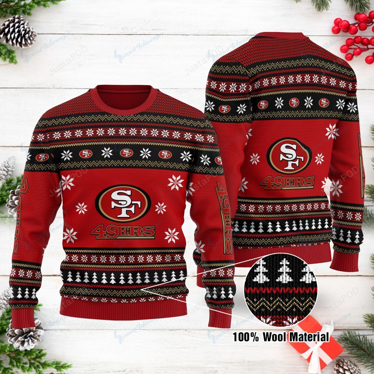 San Francisco 49Ers Christmas Warmth Thicken Sweater Shirt Print Sweatshirt 05 1