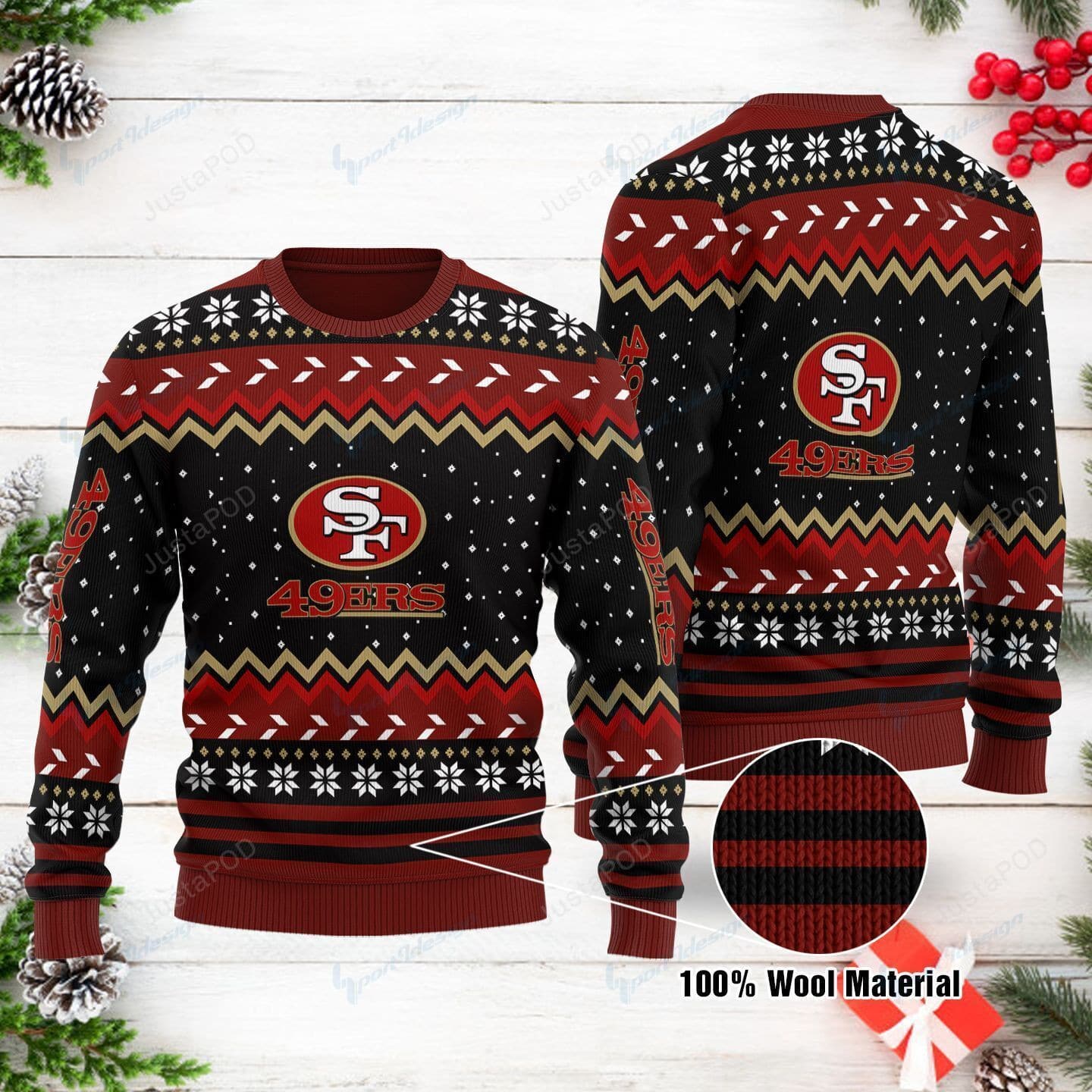 San Francisco 49Ers Christmas Warmth Thicken Sweater Shirt Print Sweatshirt HF10 1