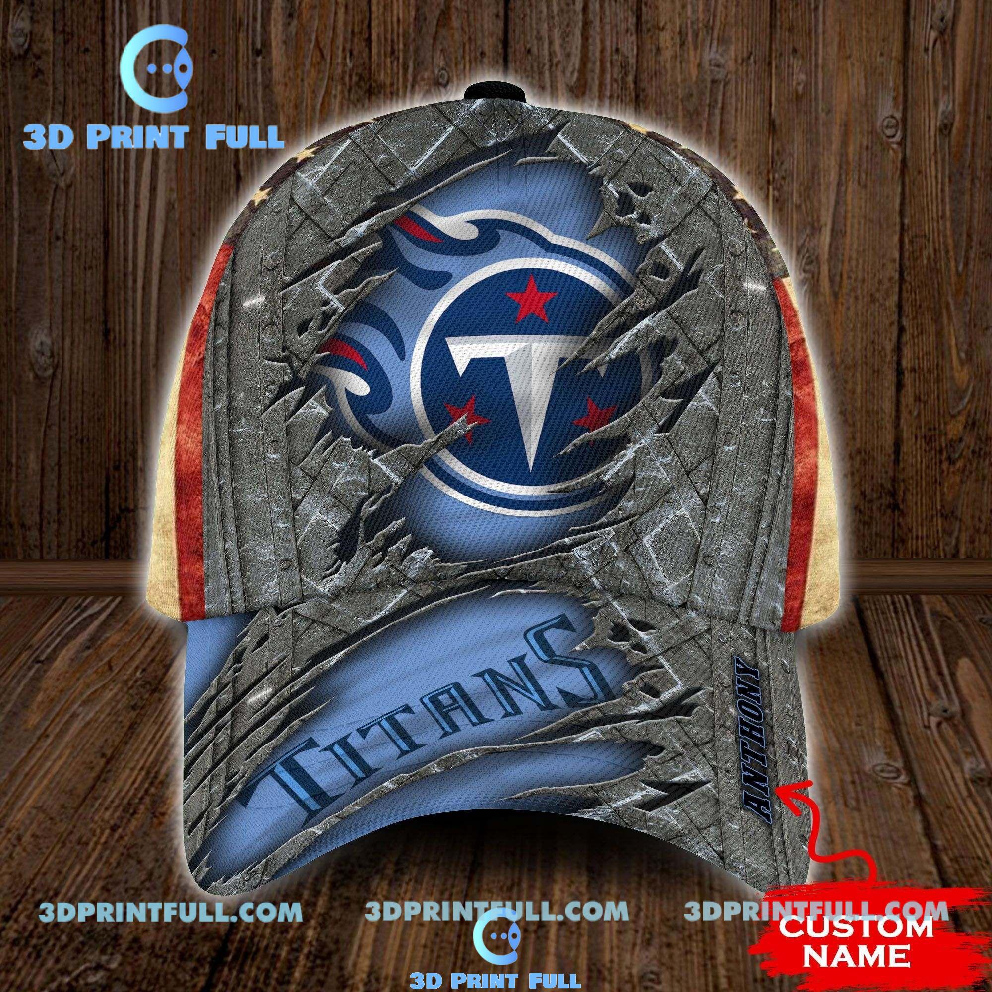 Tennessee Titans 3D Classic Cap NFL Custom Name CAP - HomeFavo