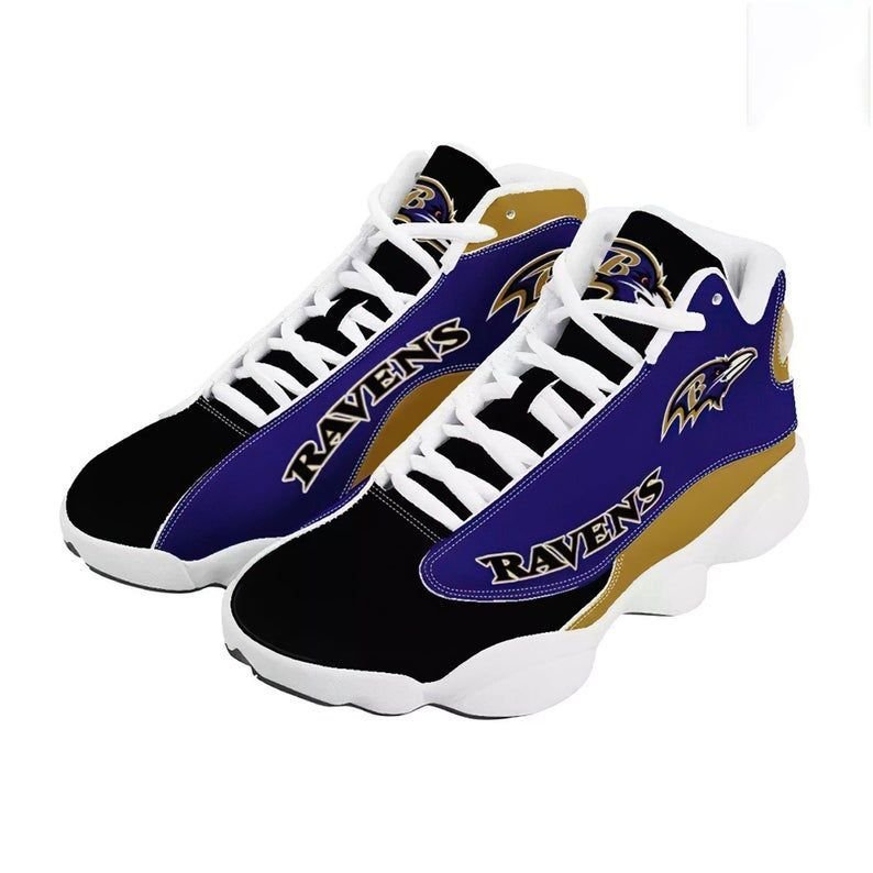 Baltimore Ravens Fan's Sport Shoes NFL Big Logo 8 White / Black J13 ...