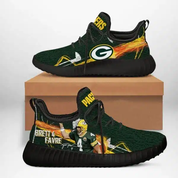 Breit Favre 4 NFL Green Bay Packers Teams Football Big Logo Full Print Reze Shoes 1