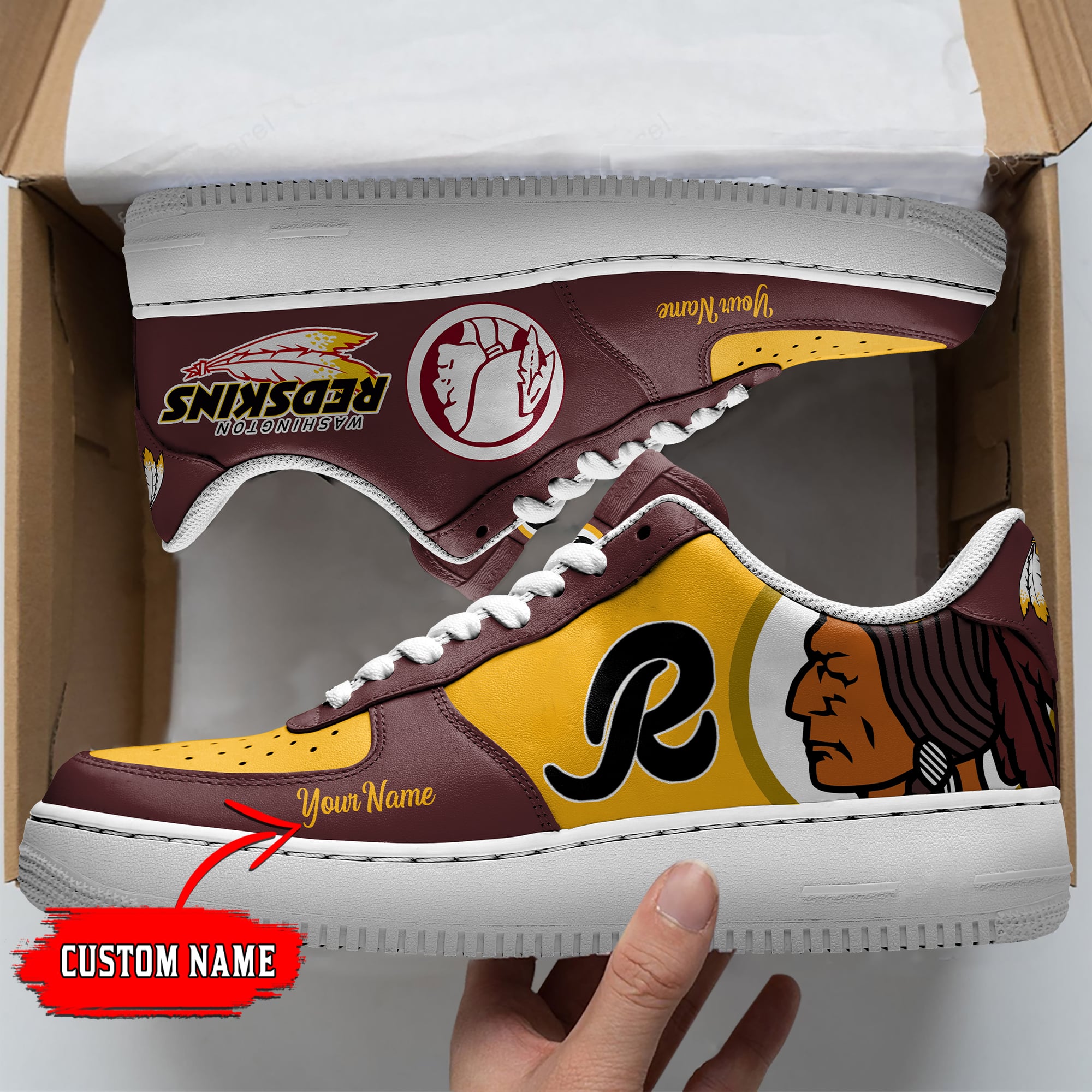 HFV 32 Washington Redskins Custom Air Force One Sneakers For Fans ...