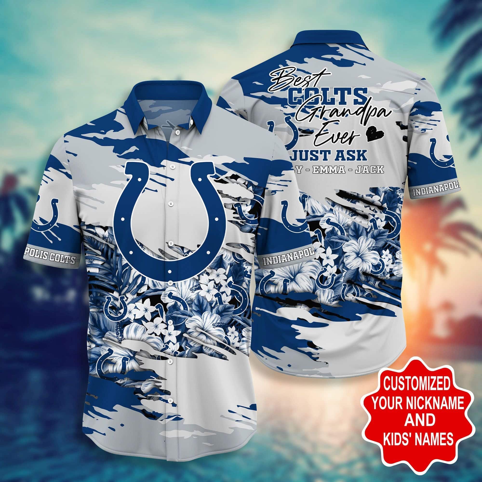 Indianapolis Colts Custom Hawaiian Shirt & Short  T-Shirt Hawaiian Pattern Print Style