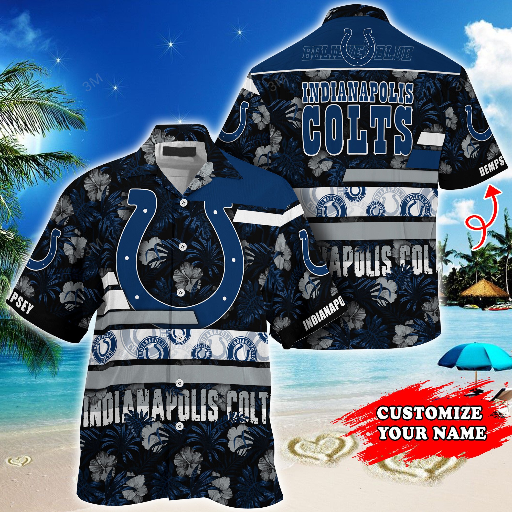 Indianapolis Colts NFL Hawaiian Shirt & Short  T-Shirt Hawaiian Pattern Print HF7422