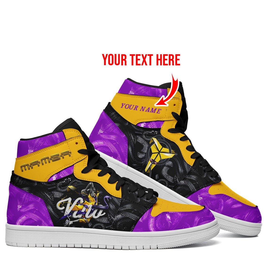 Kobe Bryant Shoes LA NBA High Retro AF J1 Sneaker Boots Custom - HomeFavo