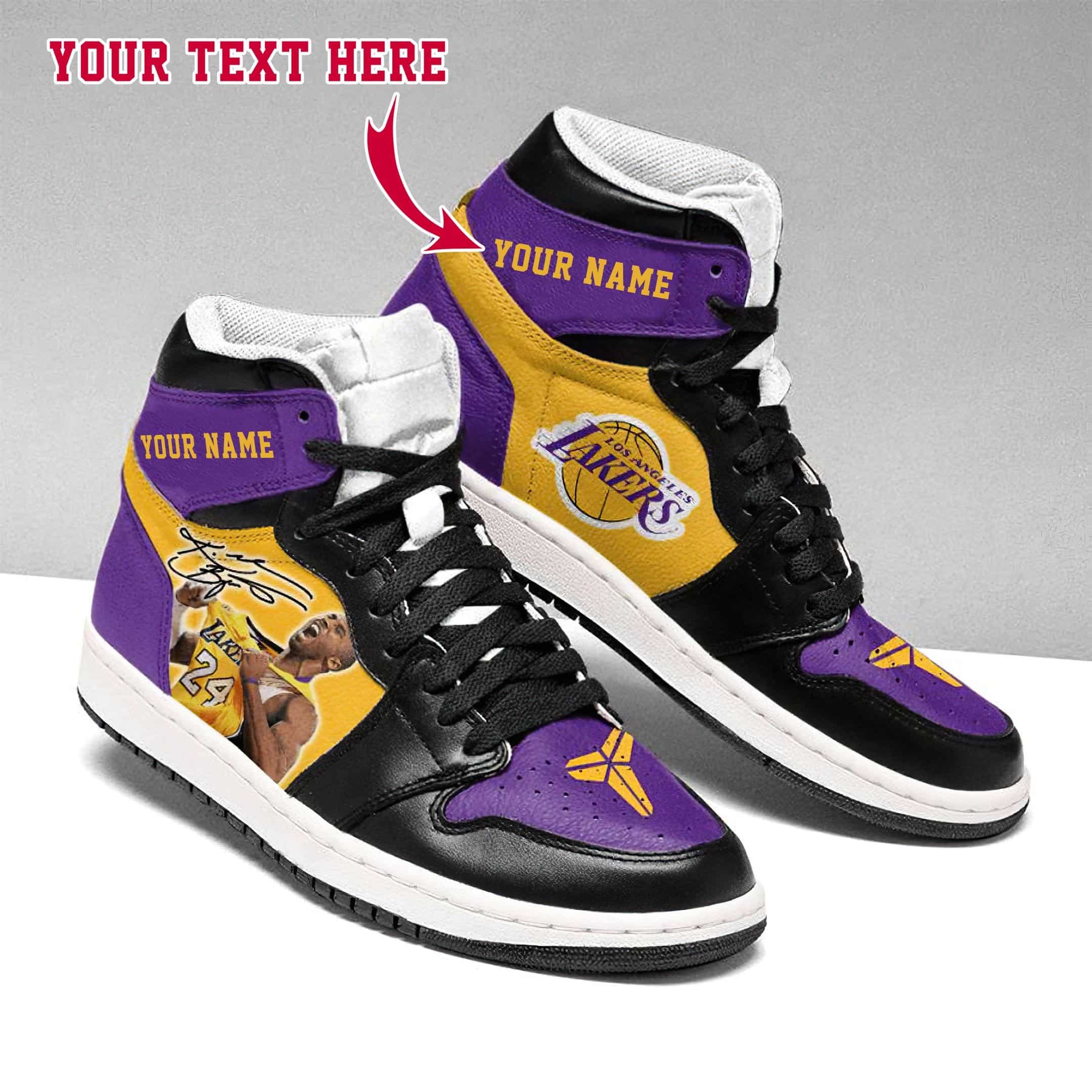 Los Angeles Lakers Kobe Bryant 24 Shoes NBA High Retro AF J1 Sneaker ...