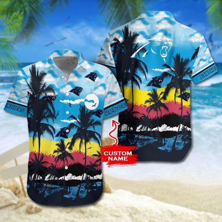 NFL Carolina Panthers Hawaiian Shirt & Short  T-Shirt Hawaiian Pattern Print M2Rtt1114