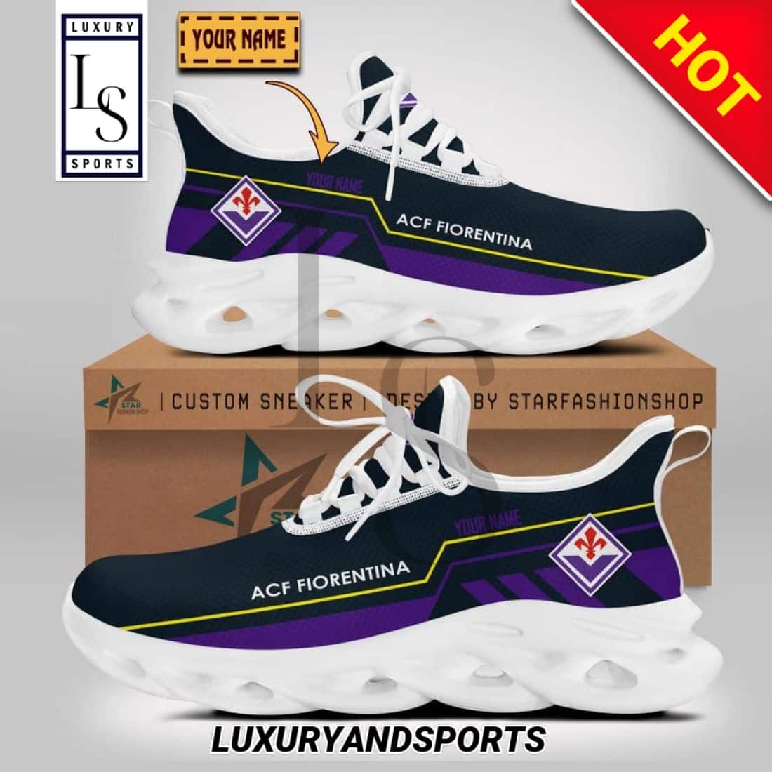 ACF Fiorentina Serie Custom Name Max Soul Shoes 1