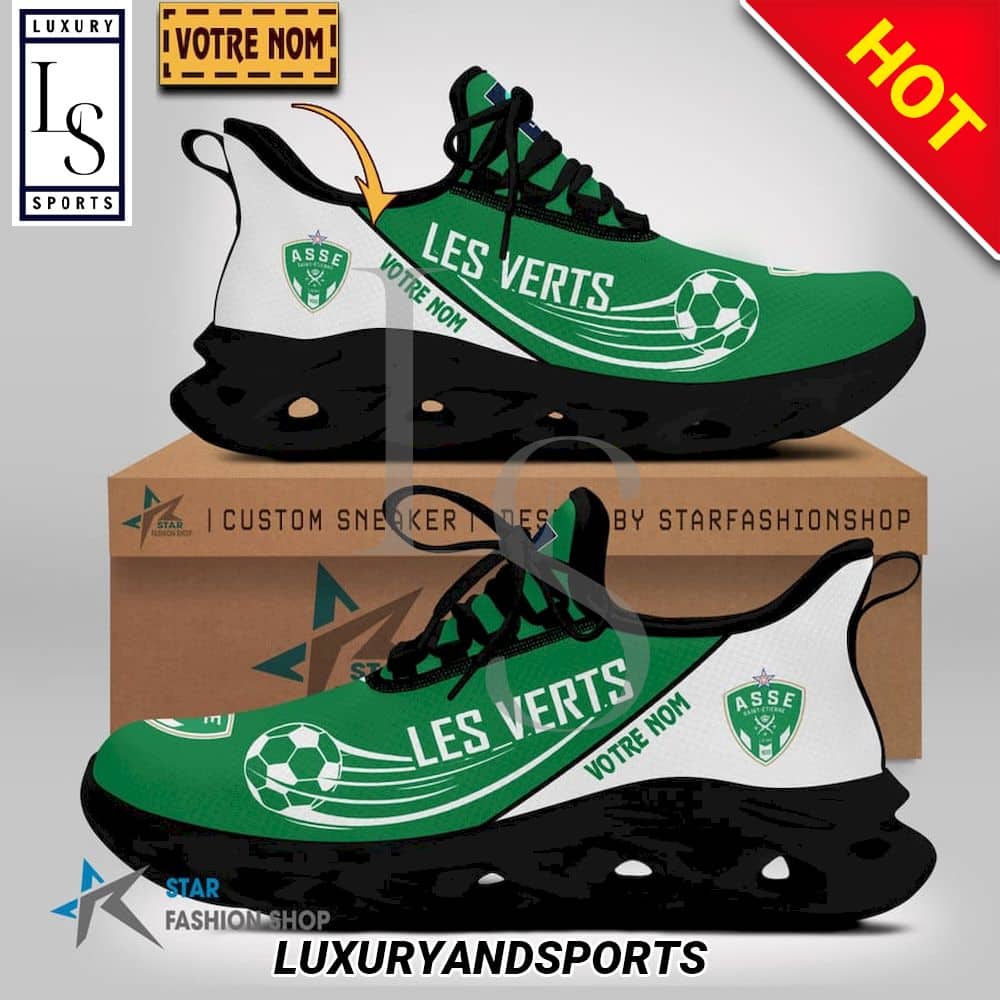AS Saint-Etienne Ligue 2 Custom Name Max Soul Shoes 2