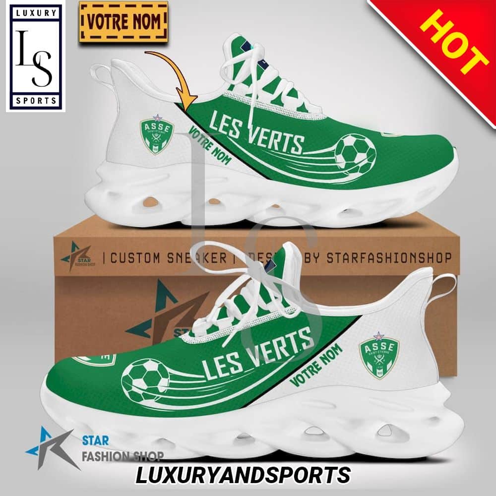 AS Saint-Etienne Ligue 2 Custom Name Max Soul Shoes 1