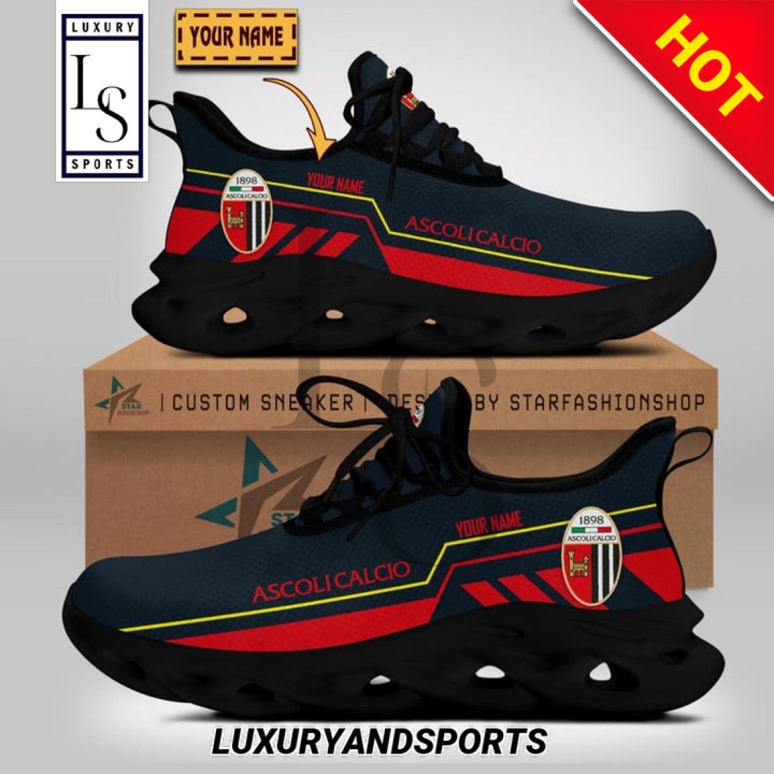 Ascoli Calcio Serie Custom Name Max Soul Shoes 2