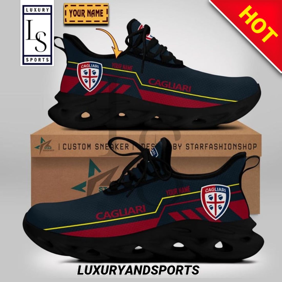 Cagliari Calcio Serie Custom Name Max Soul Shoes 2