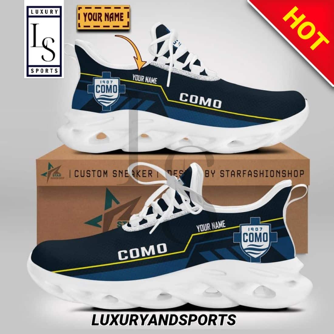 Calcio Como Serie Custom Name Max Soul Shoes 1