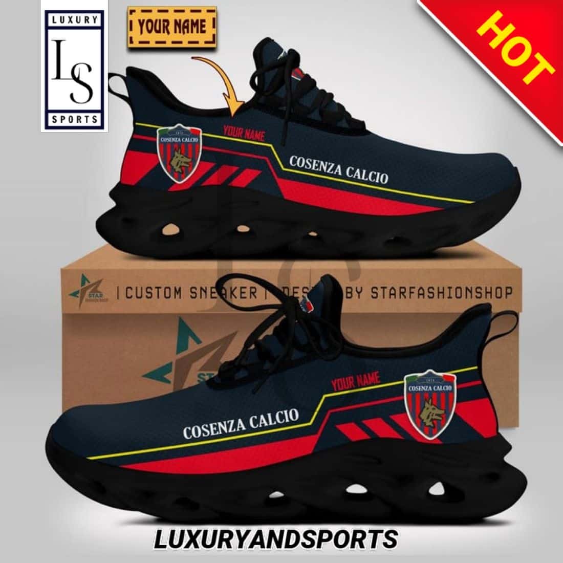 Cosenza Calcio Serie Custom Name Max Soul Shoes 2