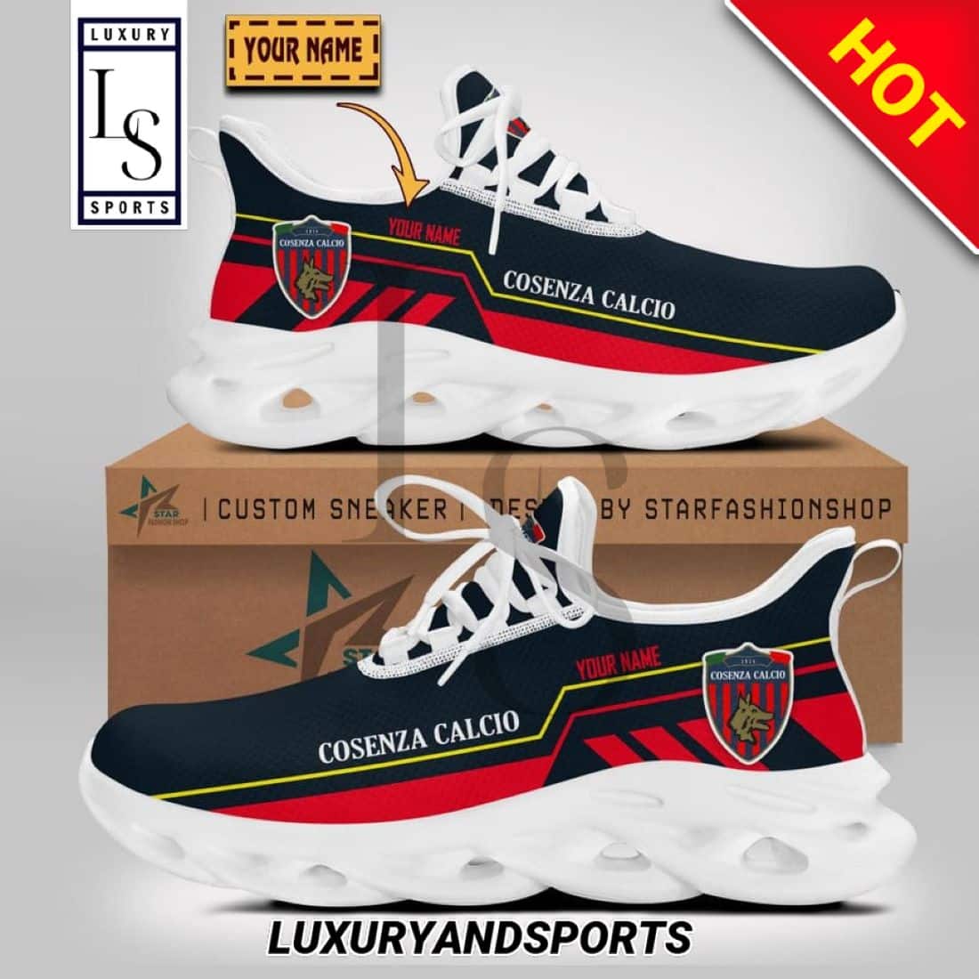 Cosenza Calcio Serie Custom Name Max Soul Shoes 1