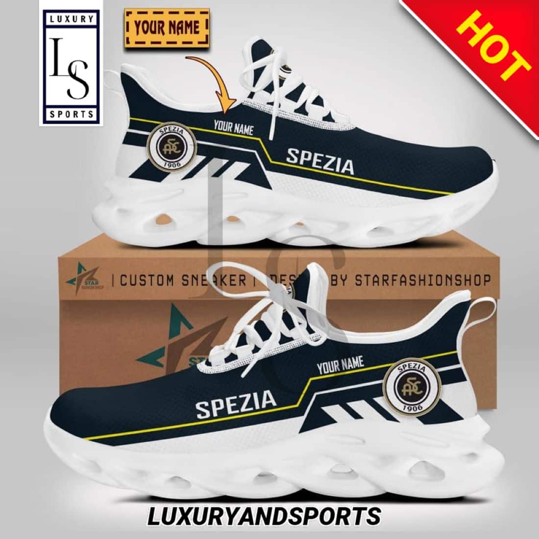 Spezia Calcio Serie Custom Name Max Soul Shoes 1