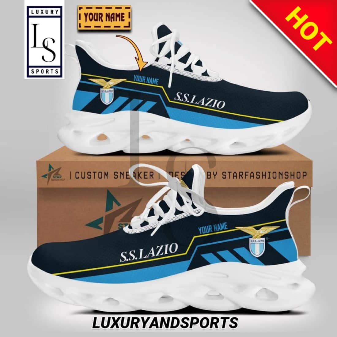 SS Lazio Serie Custom Name Max Soul Shoes 1
