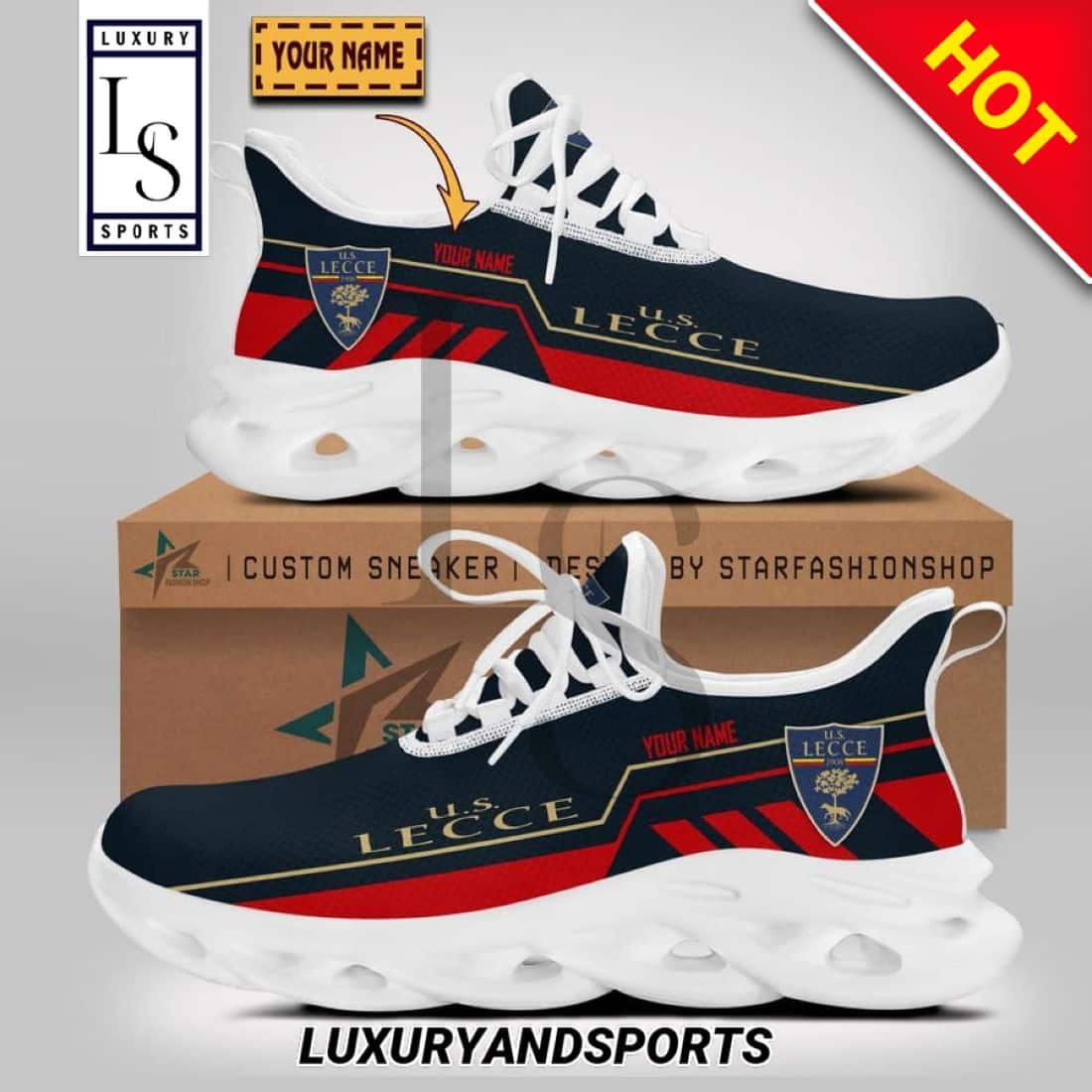 US Lecce Serie Custom Name Max Soul Shoes 1