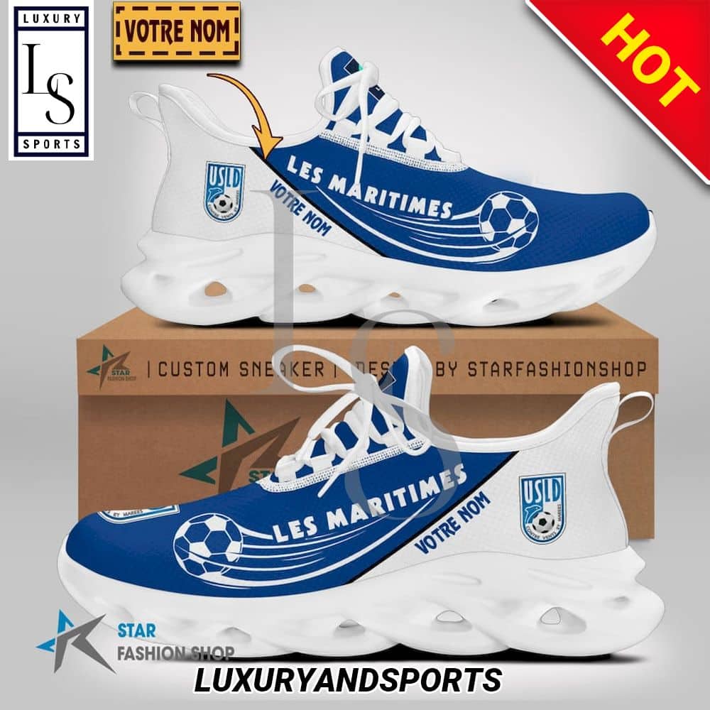 USL Dunkerque Ligue 2 Custom Name Max Soul Shoes 1