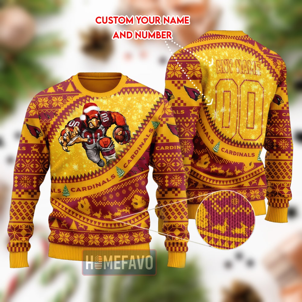 Arizona Cardinals Mascot Woolen Christmas Full Print Sweater 1