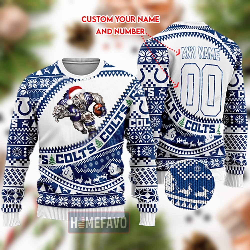Indianapolis Colts Mascot Woolen Christmas Full Print Sweater 1