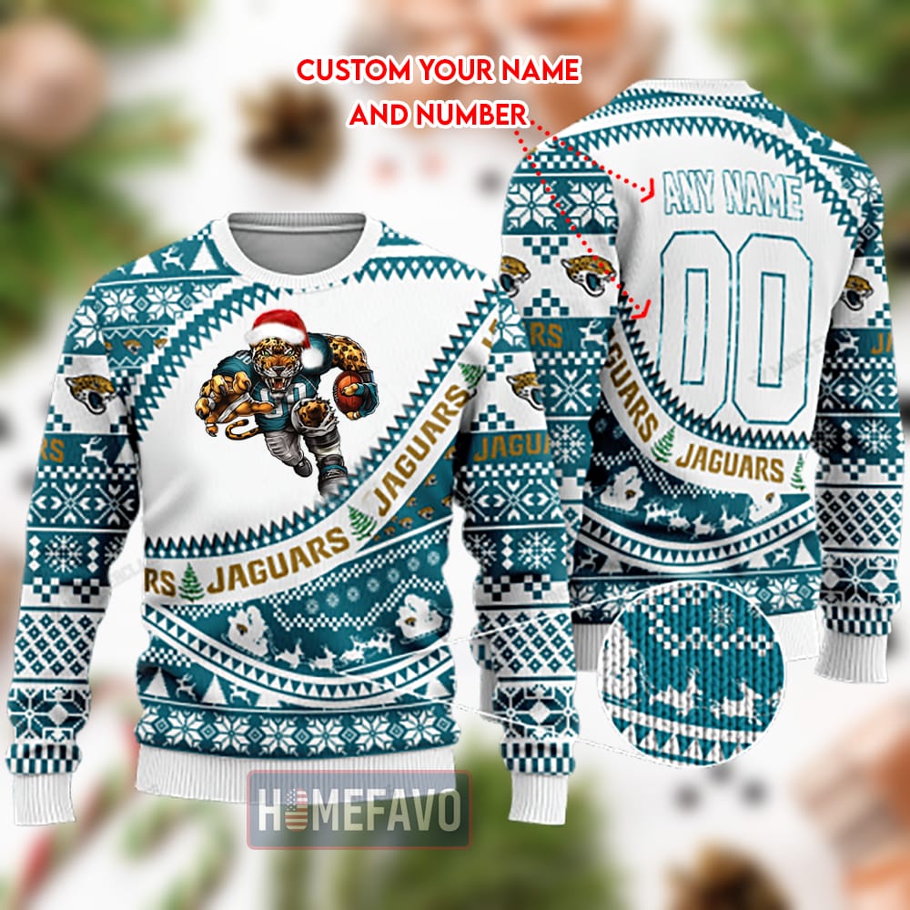 Jacksonville Jaguars Mascot Woolen Christmas Full Print Sweater 1