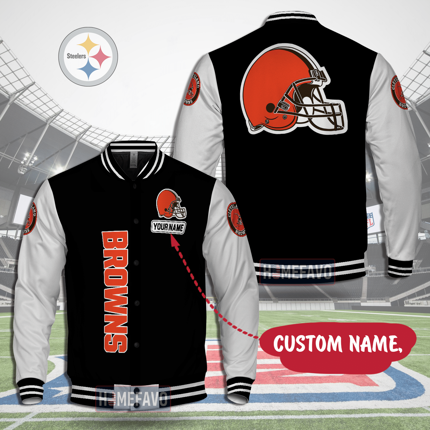 Cleveland Browns Custom Name Hooded Baseball Jacket 3D Gift For Fans 2