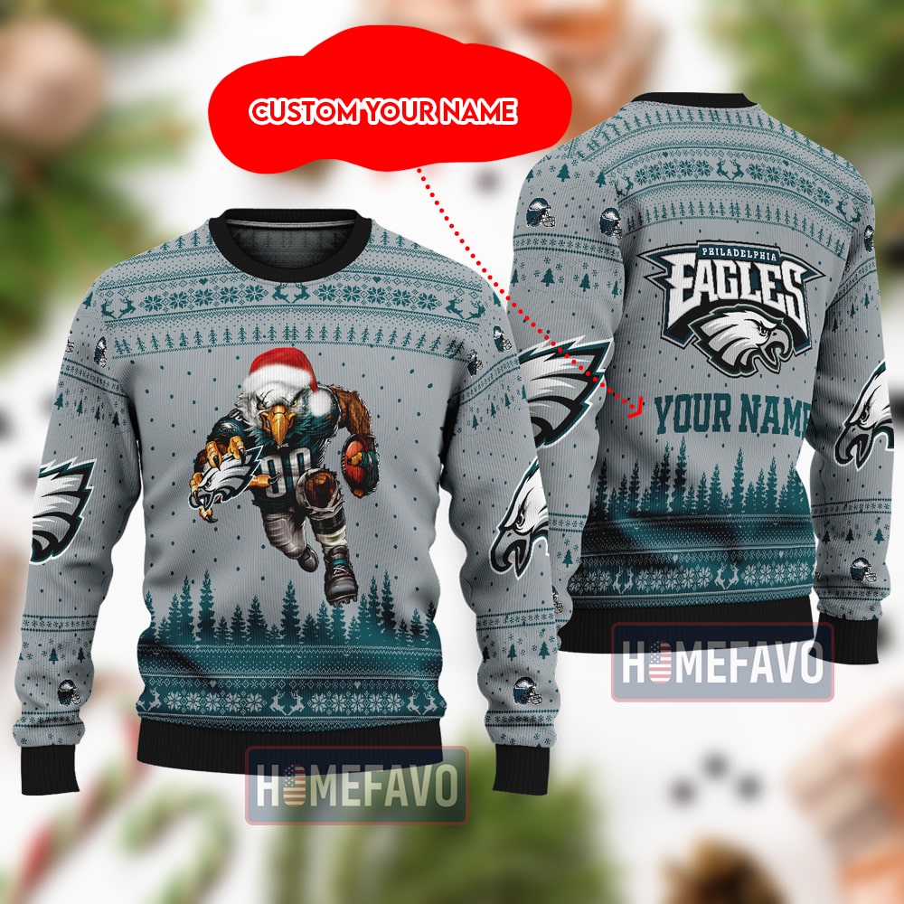 Philadelphia Eagles Christmas Full Print Sweater HFV - HomeFavo