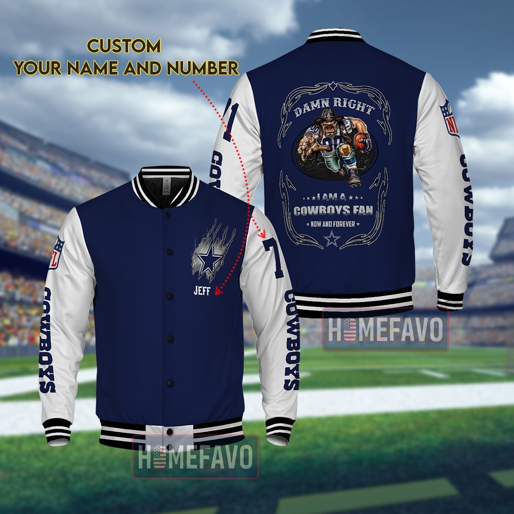 Dallas Cowboys Custom Name And Number Hooded Baseball Jacket 3D Gift ...