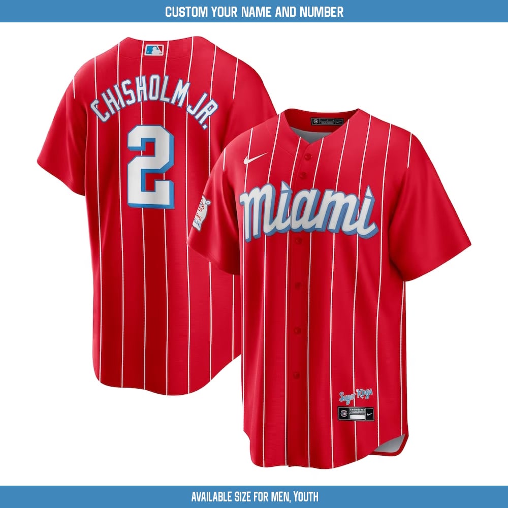 Men's Miami Marlins Jazz Chisholm Jr. Nike Red City Connect Replica Player Jersey 1