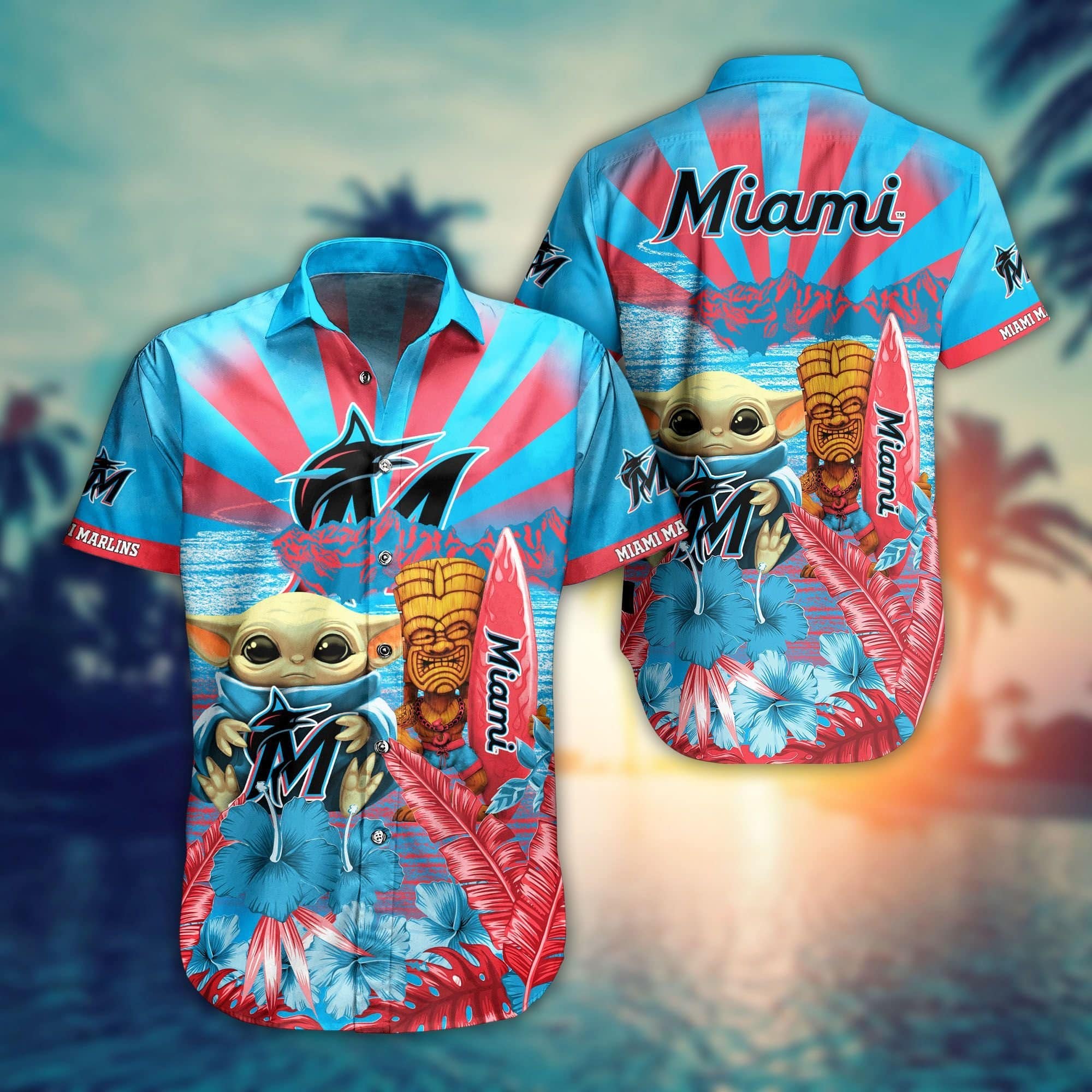  Miami Marlins MLB Baby Yoda Hawaiian Shirt For Men