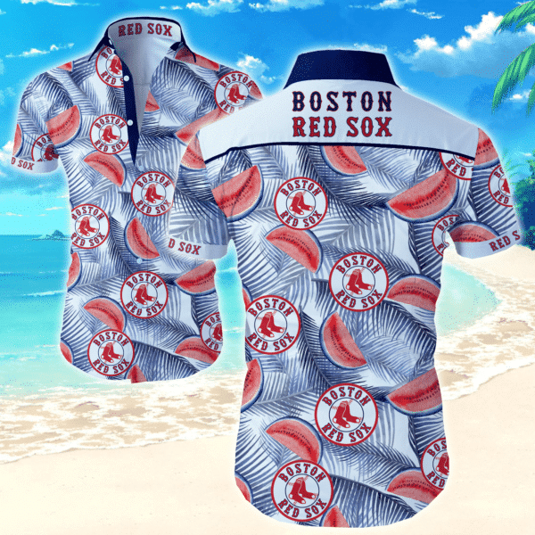  MLB Boston Red Sox 1 Hawaiian Graphic All Over Printawaiian Shir